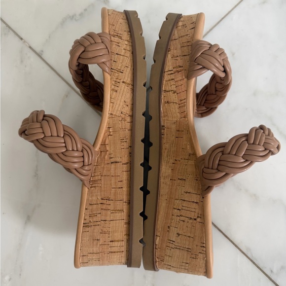 Dolce Vita Women’s 9 Bondi Tan Braided Dual Strap Platform Wedge Cork Sandals - Picture 6 of 9